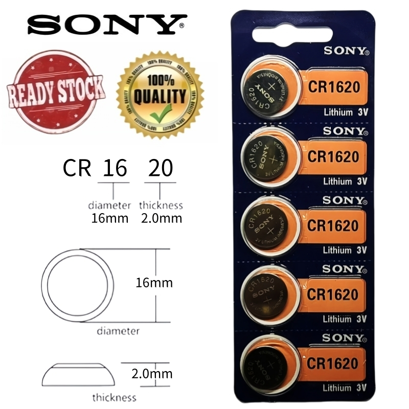 ของแท้ CR1620 ถ่านกระดุม SONY รุ่น CR2032 / CR2025 / CR2016 / CR1632 / CR1620 / CR1616 / CR1220 3V L