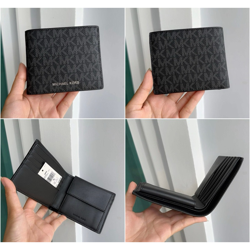 กระเป๋าสตางค์ชาย  Michael Kors Cooper Billfold Wallet 36U9LCRF3B ลายmk สีดำ 2 พับ มีช่องใส่บัตร ใส่เ