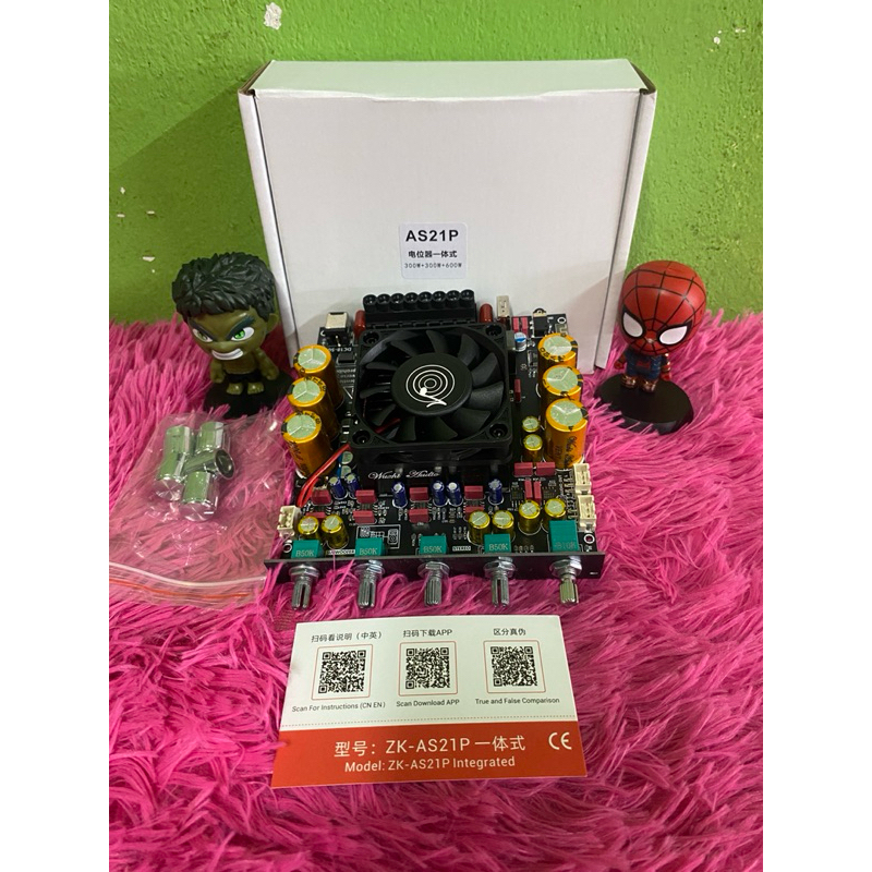 แอมป์จิ๋ว ZK-AS21P แท้ 100% กำลังขับ 300+300+600W TPA3255x2ชิพ แอมป์จิ๋วทรงพลัง 50V