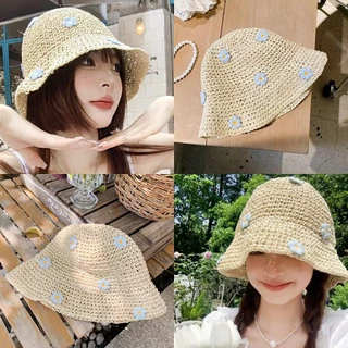 หมวกฟางลูกไม้ หมวกสีทึบกว ้ ปีกหมวกกว้าง🏖️ เครื่องประดับแฟชั่น สไตล์เกาหลี✨ ตัวเลือกหลากหลาย พร้อมส่งในไทย