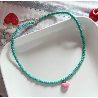 สร้อยลูกปัด4มิล+ จี้ปั้น โทนแคนดี้🩷❤️งานแฮนเมด🖌️🎨 By.เสพสร้อ…