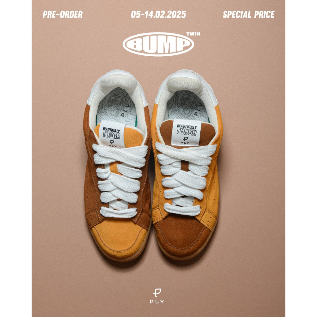 BUMP TWIN (ฺ TAN-YELLOW ) รองเท้าผ้าใบ Sneakers Suede