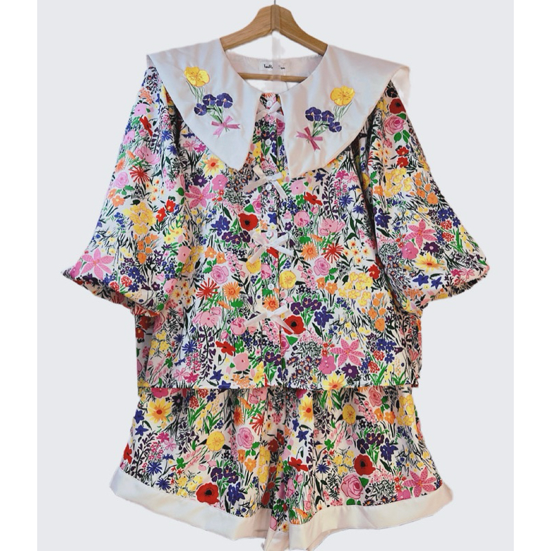 sirin studioชุดเซ็ตสองชิ้นผ้าลายสวยพิมพ์ลายน่ารักB17