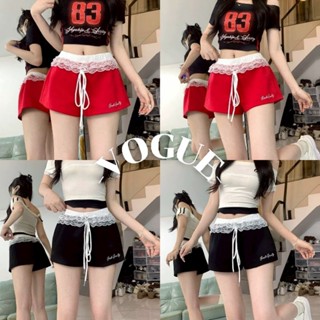 Vogue🌟พร้อมส่ง🌟 กางเกงขาสั้น สีพื้น ใส่สบาย เอวกลาง ใส่ง่าย …