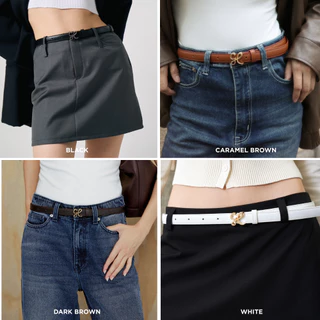 *สินค้าพร้อมส่ง* CHNiiNiN - signature buckle belt เข็มขัดหนังวัวแท้ โลโก้แบรนด์ เข็มขัดผู้หญิง