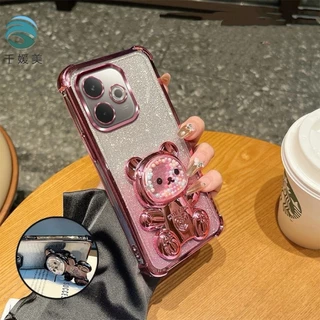 เคสโทรศัพท์ หมี LOVE กริตเตอร์ สำหรับ OPPO A6S A6C A3X A3 A6PRO A6T A6 A6X A5i กันกระแทกมุม ป้องกันกล้อง น่ารัก ตั้งได้