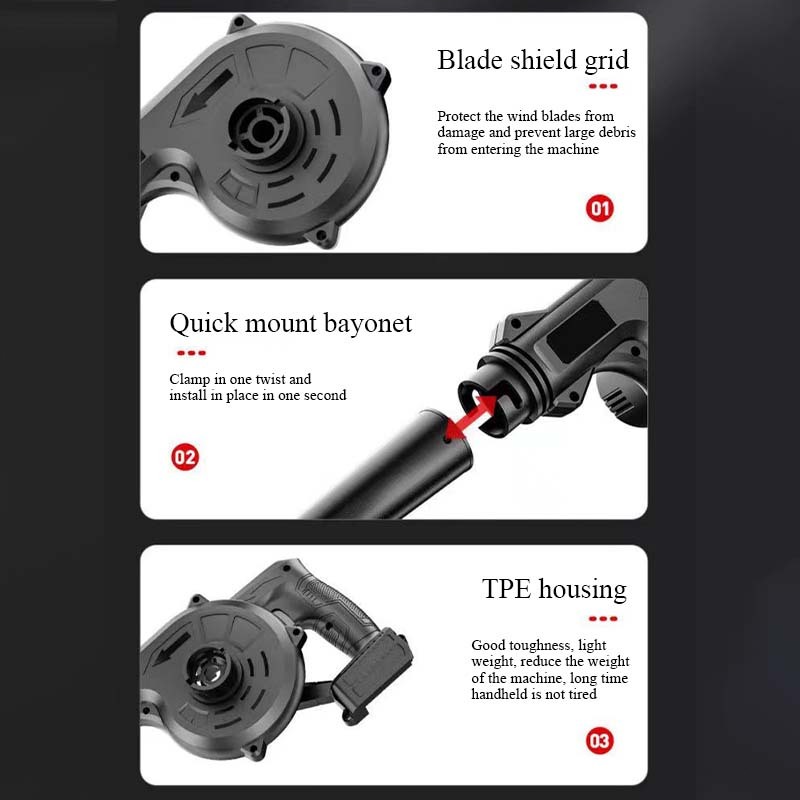 เครื่องเป่าลมไร้สาย เครื่องเป่าลม 2-in-1 (เป่าลม-ดูดฝุ่น) ลมแรงเป็นพิเศษ ที่เป่าลม แบตเตอรี่ลิเธียม ที่กำจัดฝุ่น ชุดเครื - รูปที่ 7