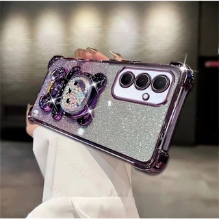 เคส หมี LOVE กริตเตอร์ สำหรับ Samsung S26FE S25FE A18 A27 S24FE A17 A57 A37 A36 A56 A16 A55 A02S A03S กันกระแทก ตั้งได้
