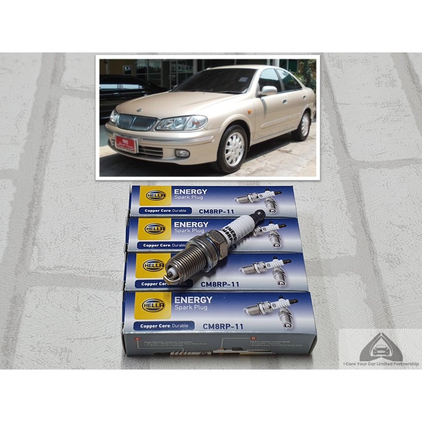 หัวเทียน Nissan Sunny Neo ( 2001 - 2006 ) ขั้วนิคเกิ้ล ชุด 4 หัว : Hella CM8RP-11
