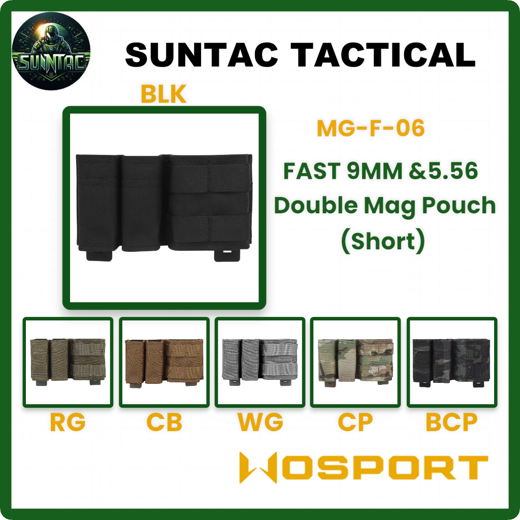 Wosport ซองแม็ก| FAST 9MM &5.56 Double Mag Pouch (Short) | MG-F-06