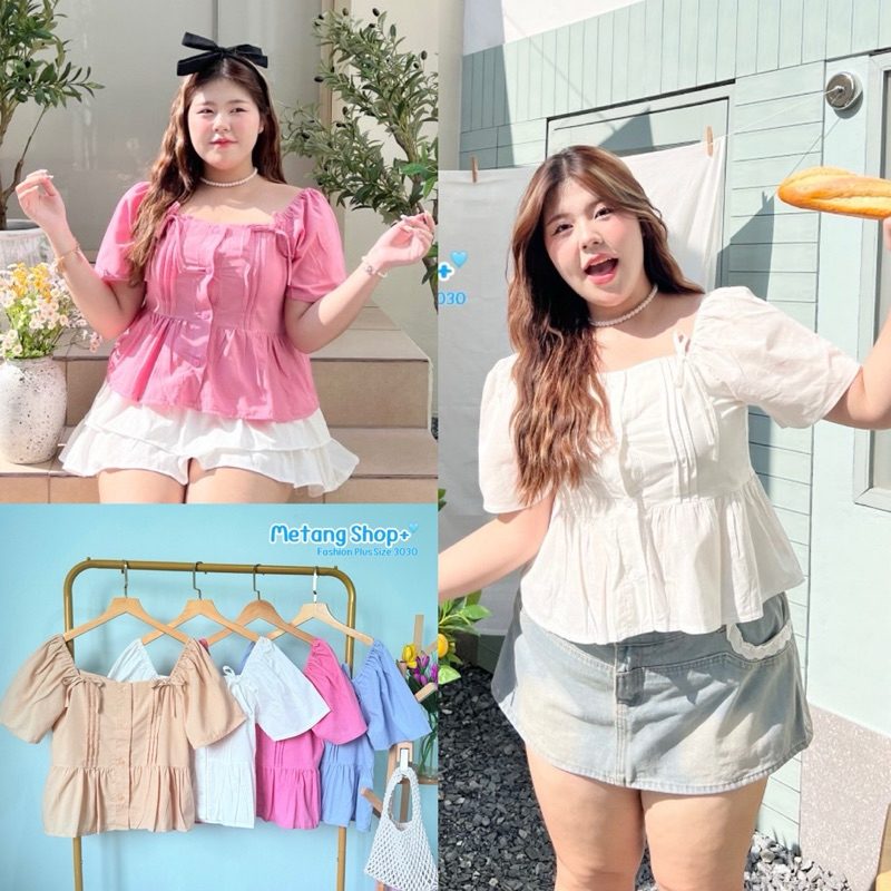 ✅สีดำ มาค่า /MT/ เสื้อสาวอวบ ตีเกล็ดหน้า มีโบว์ผูก2ข้าง แต่งระบายชาย #เสื้อผ้าไซส์ใหญ่ สาว อ้วน พลัสไซส์