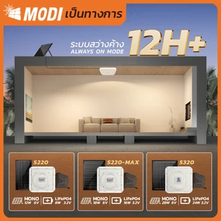 MODI ไฟติดเพดานโซล่าเซลล์ 220W เปิดได้3 แสง รีโมทคอนโทรล LED พลังงานแสงอาทิตย์ Monocrystalline