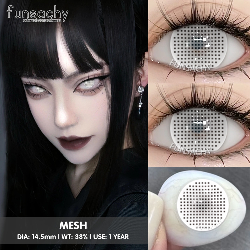 {COD}คอนแทคเลนส์สีคอสเพลย์ Funsachy 1คู่ 14.5mm สีดำ เลนส์สีขาว คอนแทคเลนส์สีแฟชั่น ปาร์ตี้คาร์นิวัล - รูปที่ 2