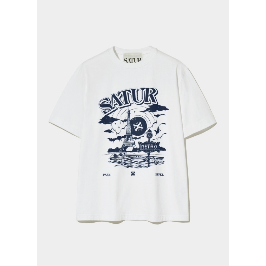 SATUR เสื้อยืด รุ่น Paris Metro Graphic T-Shirt Navy