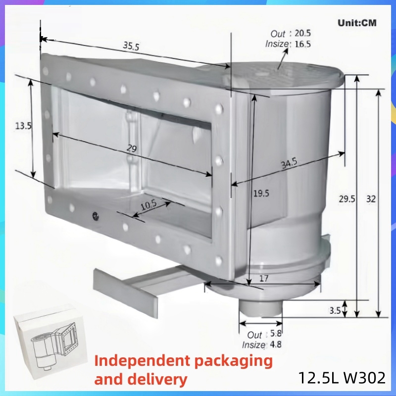 สกิมเมอร์ผนังสระว่ายน้ำขนาด 12.5 ลิตรพร้อมตัวกรองแบบปากกว้างมาตรฐานจาก Emaux - รูปที่ 4