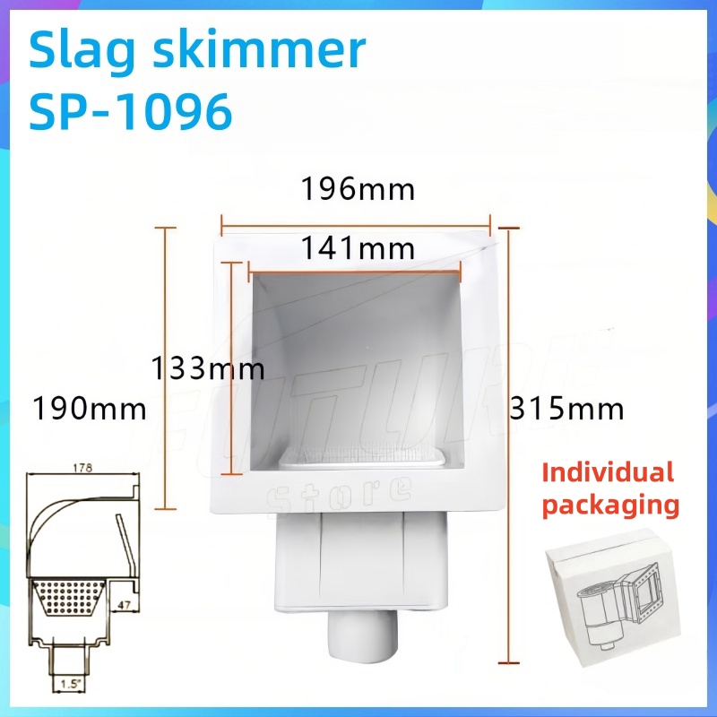สกิมเมอร์ผนังสระว่ายน้ำขนาด 12.5 ลิตรพร้อมตัวกรองแบบปากกว้างมาตรฐานจาก Emaux - รูปที่ 6
