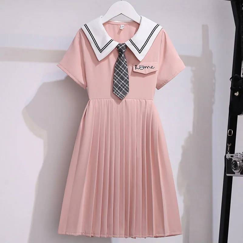 (พร้อมส่ง) ชุดเด็กโต เดรสกระโปรงจีรอบมีเน๊คไทน์เเยกมา ผ้าดีใส่สบาย ราคา ถูกที่สุด ดีลบีเคเค แกลเลอรีภาพที่ 3