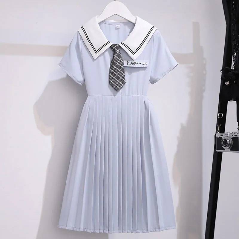 (พร้อมส่ง) ชุดเด็กโต เดรสกระโปรงจีรอบมีเน๊คไทน์เเยกมา ผ้าดีใส่สบาย ราคา ถูกที่สุด ดีลบีเคเค แกลเลอรีภาพที่ 2