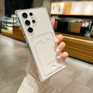 เคสโทรศัพท์ใสสำหรับ Samsung A57 A37 A17 A56 A07 A05S A16 A55 A36 A54 A35 A34 A26 S26 S25 S24 Ultra FE มีช่องเสียบการ์ด