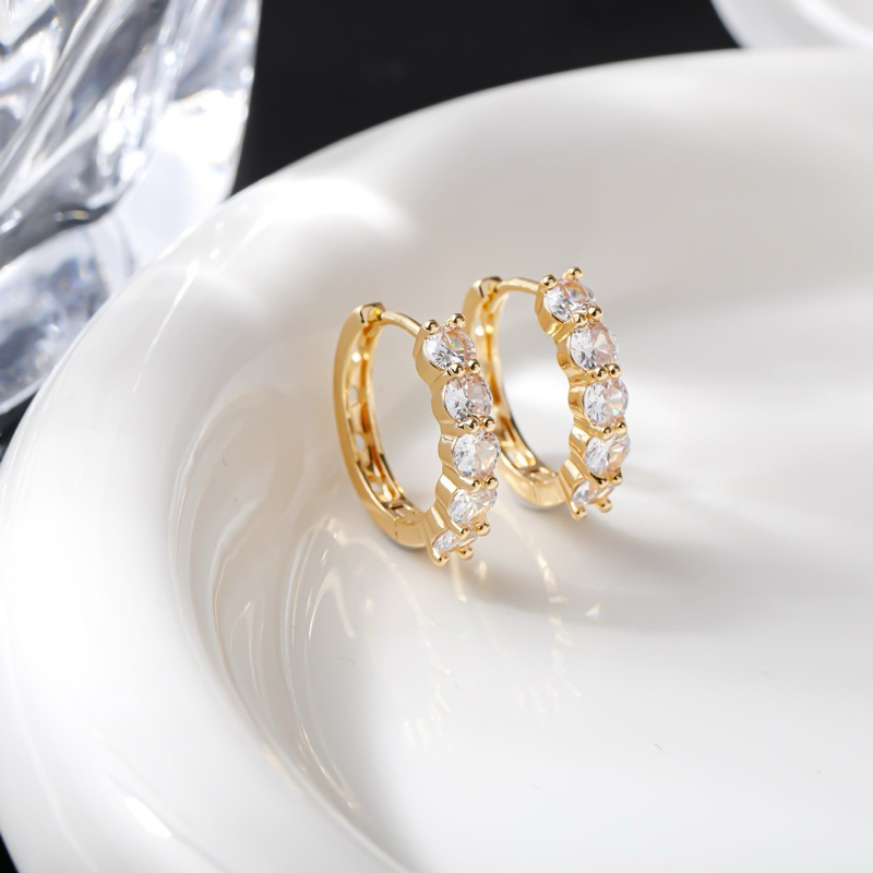 Reraya gem ต่างหูฝังเพชรแถว moissanite แท้รวม 3 ct ชุบทองคำขาว18k
