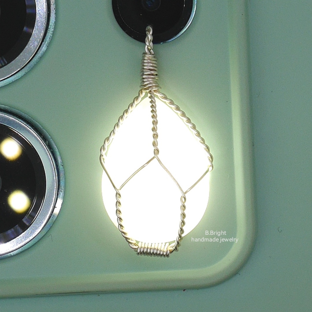 จี้หินแท้ 100% โรสควอตซ์ Rose quartz ทรงหยดน้ำ งานพันลวดทำมือ - รูปที่ 3