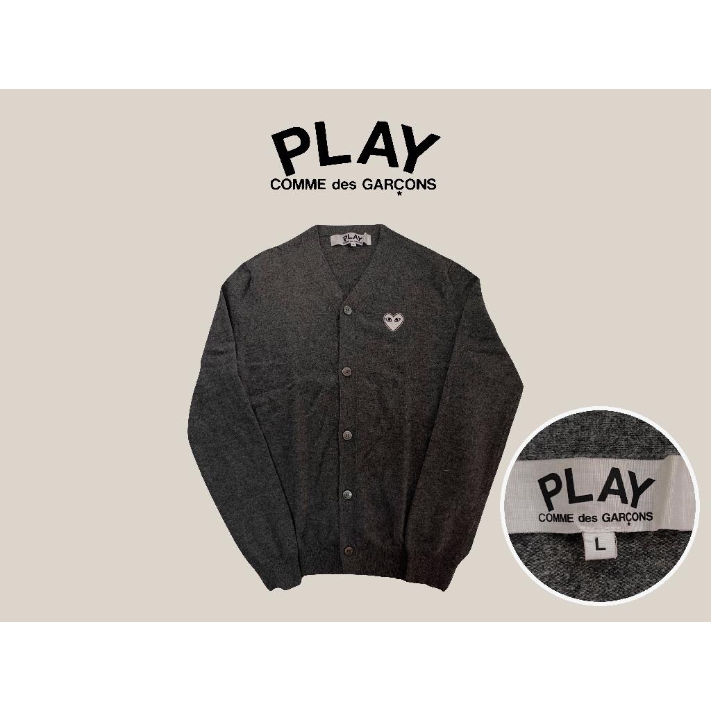 เสื้อ Cardigan Comme Des Garcons Play สีเทา ใจขาว
