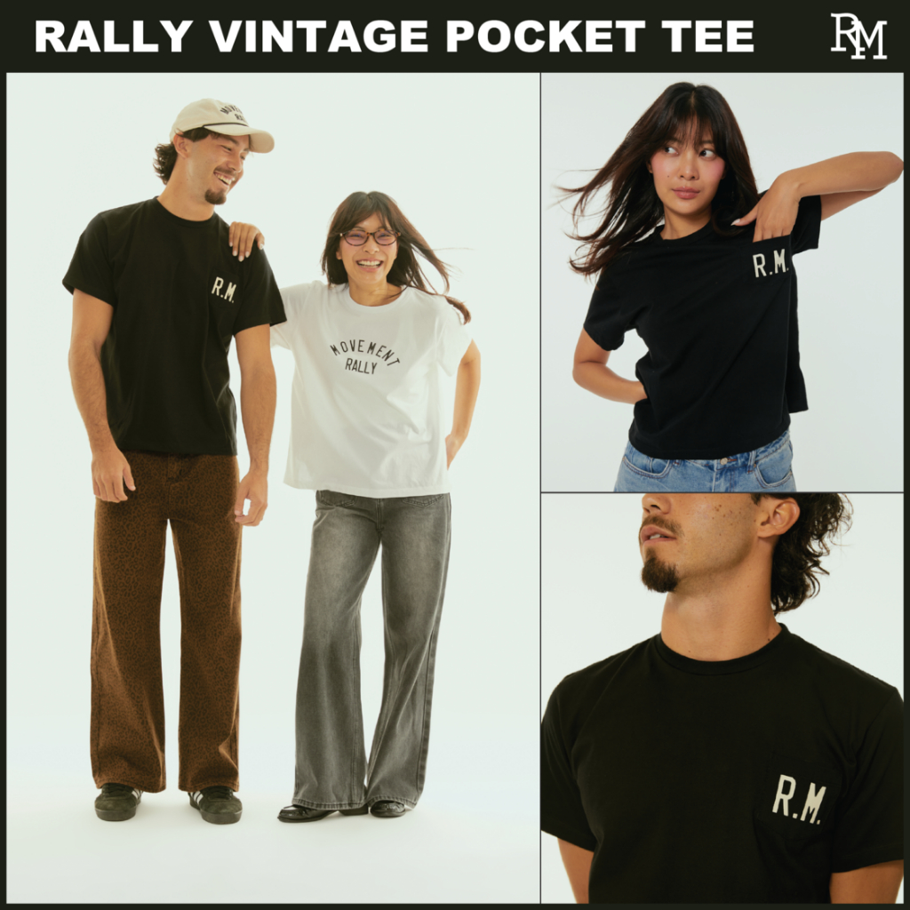 Rally Vintage Pocket Tee - เสื้อยืดโลโก้ทรงวินเทจพร้อมกระเป๋า