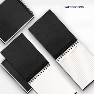 Saengroong เข้าสันห่วงบน ปกคราฟท์ดำ minimal เนื้อถนอมสายตา ขนาด (A5/A6/B5/B6) 50แผ่น/1เล่ม