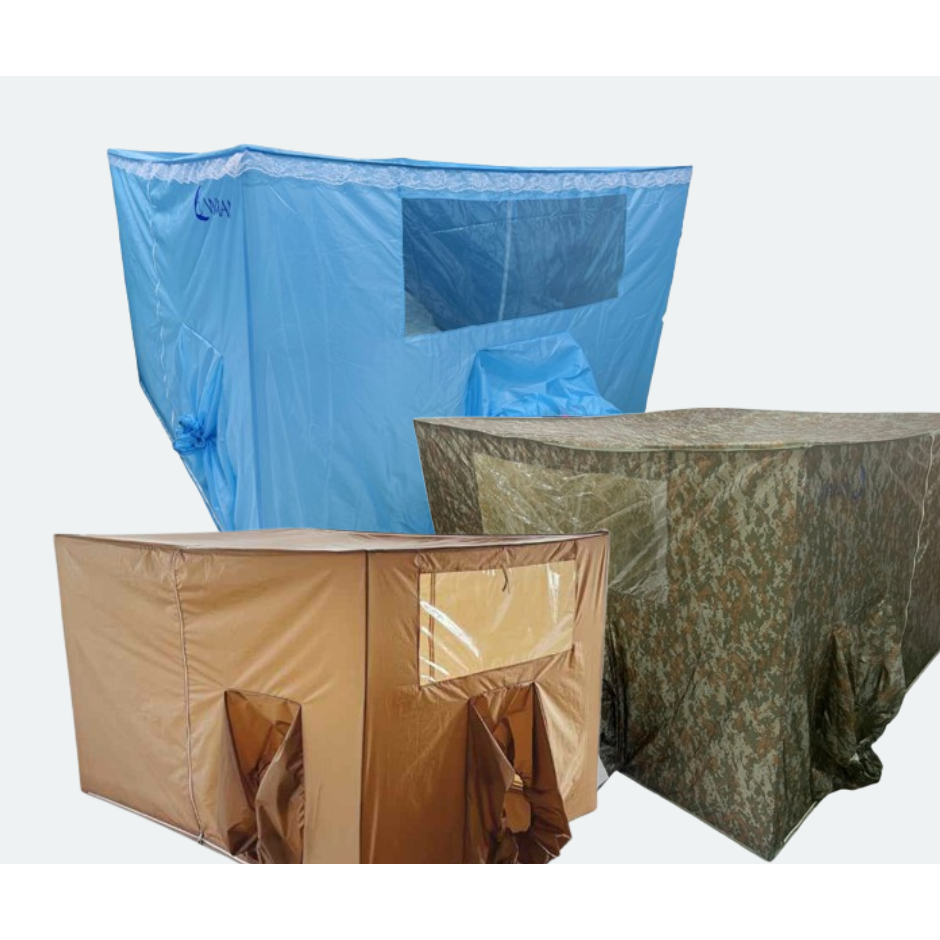 WIMAN วิมานแอร์มุ้ง รุ่น ใหม่ ขนาด 4,5,6 ฟุต ช่องใหญ่+ใหญ่ ใส่แอร์เคลื่อนที่ สีฟ้า ใช้แล้วแอร์ตัด