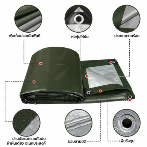 ผ้าใบกันฝน ผ้าใบกันแดดกันฝน ผ้ากันฝน ผ้าใบ อย่างดี วัสดุPE(มีตาไก่) ผ้าใบกันแดด คุณภาพสูง กันสาด คลุมรถ 2x4 3x5 เมตร - รูปที่ 7