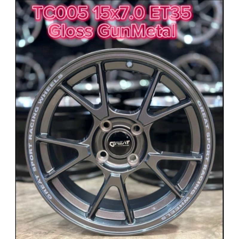 ล้อแม็กซ์ GREAT TC005ขอบ15 4รู100กว้าง7นิ้ว ET35 รถเก๋ง แข็งแรง งานGREAT(ราคา4ล้อ)