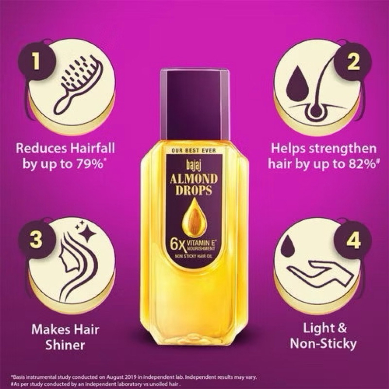 (ของแท้)Bajaj almond drops น้ำมันอัลมอนด์ฟื้นฟูผมเสียผมร่วงมีกลิ่นหอม