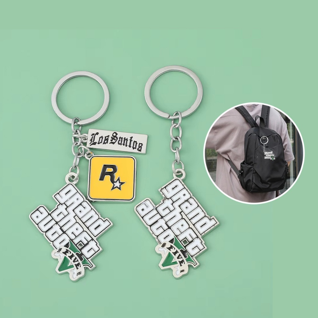 พวงกุญแจโลหะ จี้พวง กุญแจเกม gta v ps4 ห้อยกระเป๋า เครื่องประดับ - รูปที่ 2