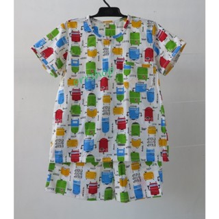 ชุดนอนเด็กชาย ไซส์ 4-6 แขนสั้น ขาสั้น ผ้ายืด (แบบคอกลม กระดุ…