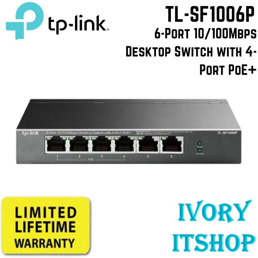 TP Link TL-SF1006P 6-Port 10/100Mbps Desktop Switch with 4-Port PoE+