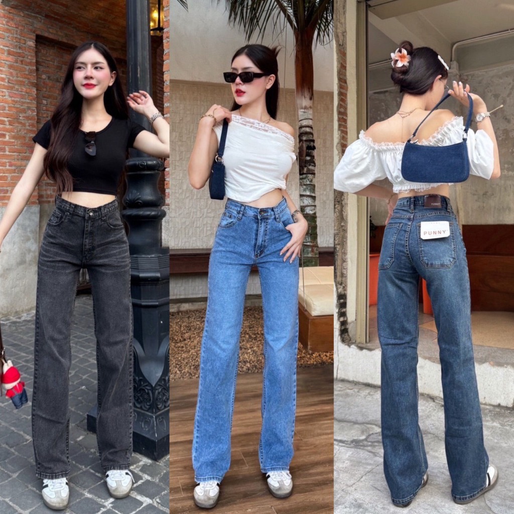 Twice Jeans กางเกงยีนส์ ทรงกระบอก ผู้หญิง ผ้ายืด ใส่สวยเนื้อผ้าดี ยาว 41 นิ้ว