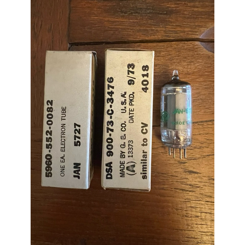 GE JAN 5727 NOS/NIB หลอดสูญญากาศ ผลิตอเมริกา ของใหม่ ไม่เคยใช้งาน เก่าเก็บ หลอดทดสอบก่อนส่ง