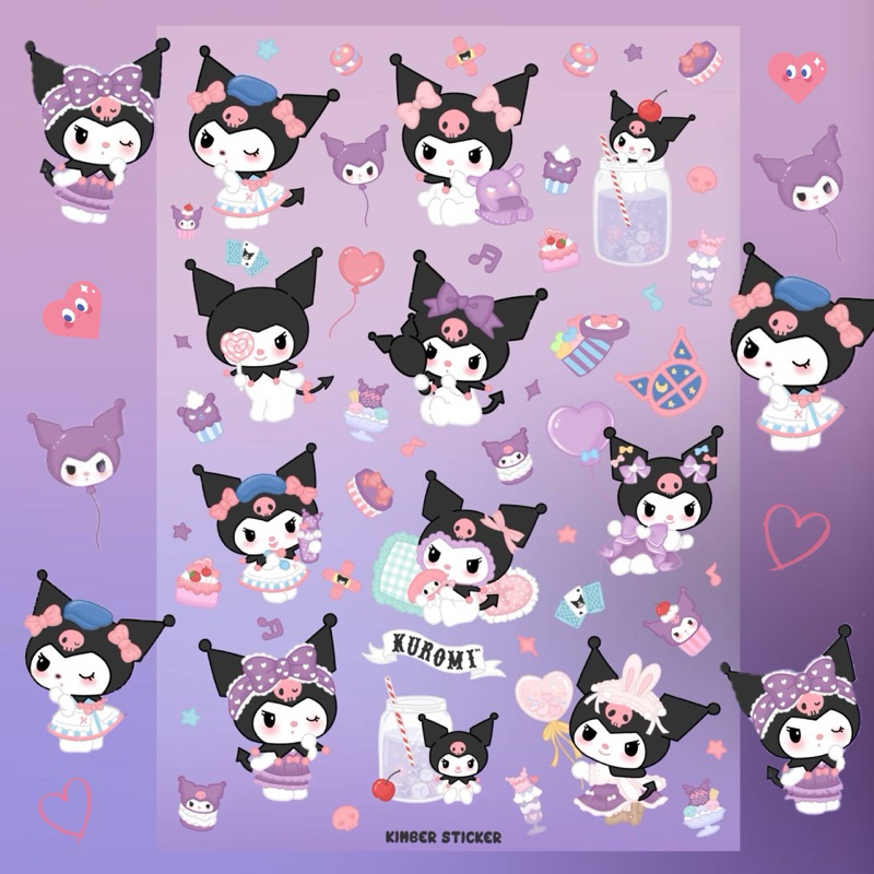 💜 sticker ลาย kuromi สติกเกอร์ PVC ไดคัท กันน้ำ ขนาด A6