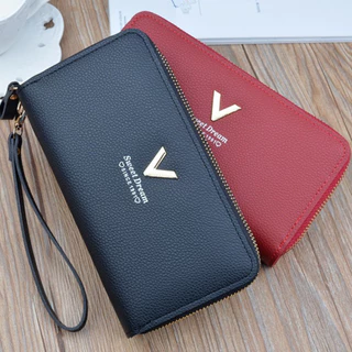 กระเป๋าสตางค์ กระเป๋าสตางค์ใบยาวซิบคู่ โลโก้ v (GC-001)