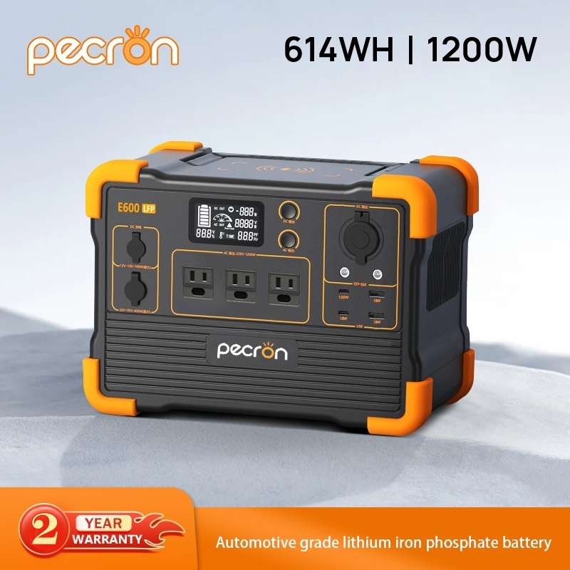 【พร้อมส่ง】Pecron E600LFP แหล่งจ่ายไฟ 1200W อัปเกรด2000W 166000mAh 220V ชาร์จเต็ม2.2 ชั่วโมง แบตเตอรี
