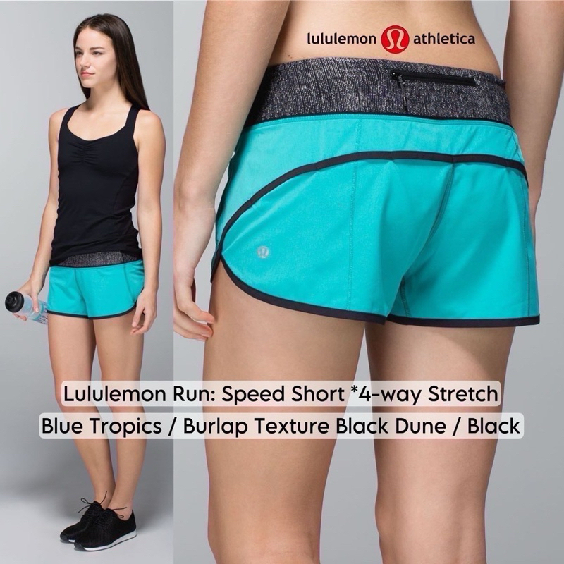 Lululemon Run: Speed Short *4-way Stretch Blue Tropics / Burlap Texture Black Dune / Black