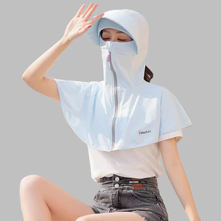 สุภาพสตรีเสื้อป้องกันรังสียูวี,น้ำแข็งผ้าไหมแขนกุดคลุมไหล่,สวมใส่สบายผ้าเรียบ