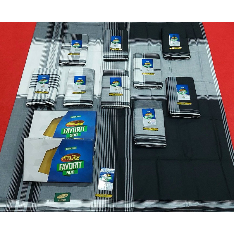 ผ้าโสร่งผู้ชาย ผ้าถุงผู้ชาย ตราAtlas โทนขาวดำ เย็บแล้ว พร้อมกล่อง 👳🏻‍♀️