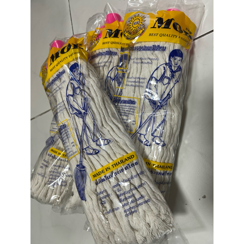 ม็อบจุกเกลียว ผ้าม็อบจุกแบบเกลียว ยาว 30 เซนติเมตร หัวสีน้ำเงิน MOP อุปกรณ์ทำความสะอาด ไม้ถูพื้น