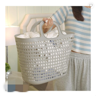 ตะกร้าผ้า ลายตาราง ทรงเหลี่ยม มีหูหิ้ว มี 2 สี