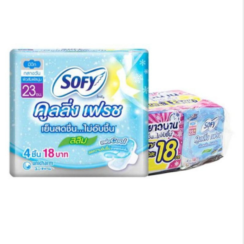 โซฟี cooling fresh สลิม ผ้าอนามัยแบบมีปีก 23 ซม. 4 ชิ้น x ห่อ