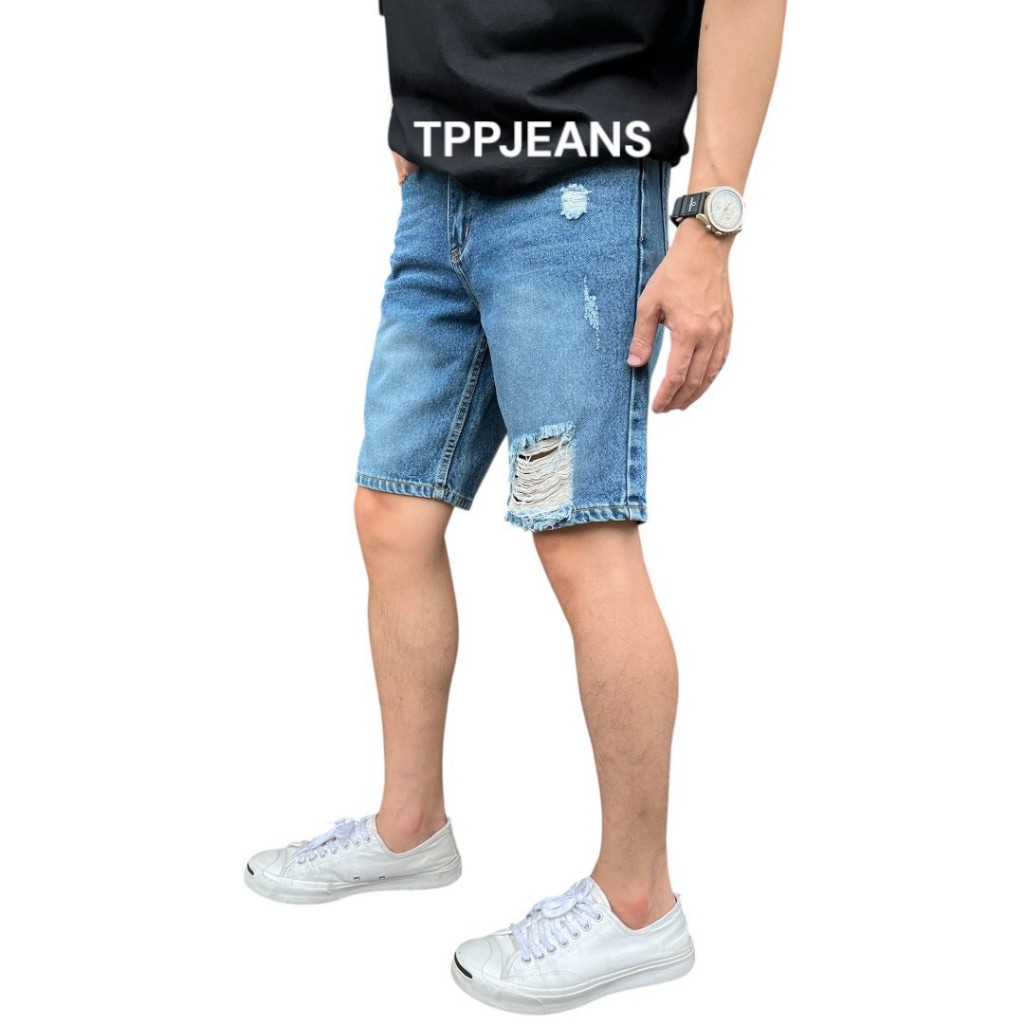 JEANSEEXPRESS MT7 Shorts DENIM กางเกงยีนส์ขาสั้นชาย สีบลูยีนส์ฟอกแต่งขาด ทรงคลาสสิค ความยาวเหนือเข่า เป้าซิป Size28-38 ราคา ถูกที่สุด ดีลบีเคเค แกลเลอรีภาพที่ 6