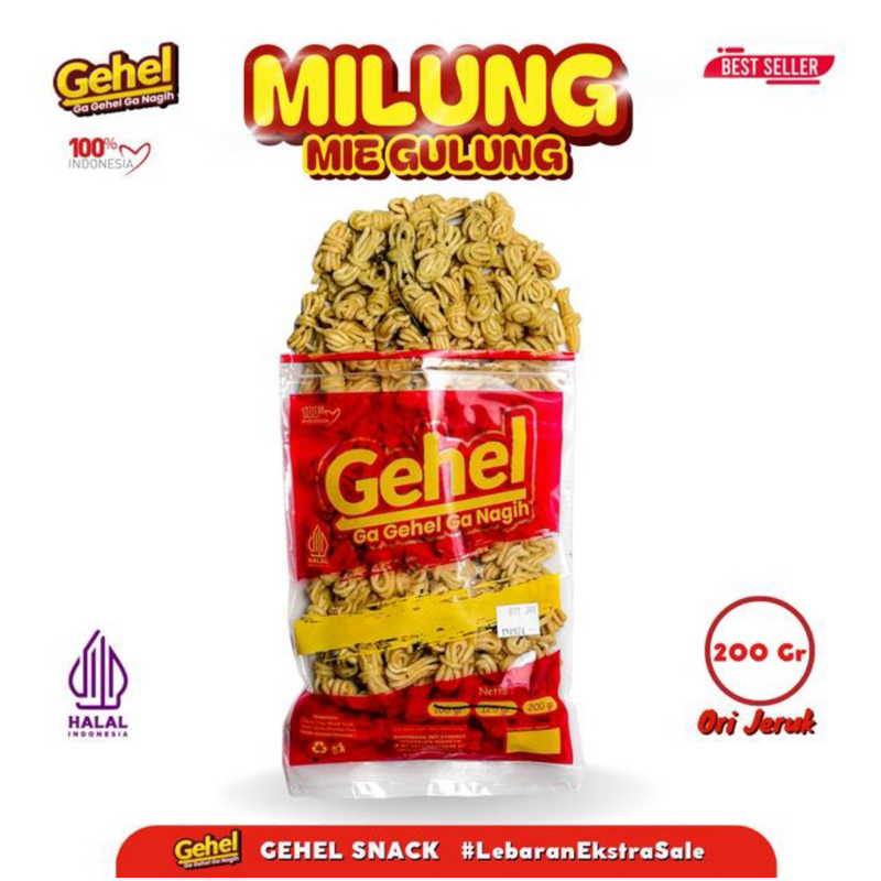 Indonesia Gehel Milung ( Mie Gulung ) Original Asin Daun Jeruk 200 gram /Roll Noodles Snacks