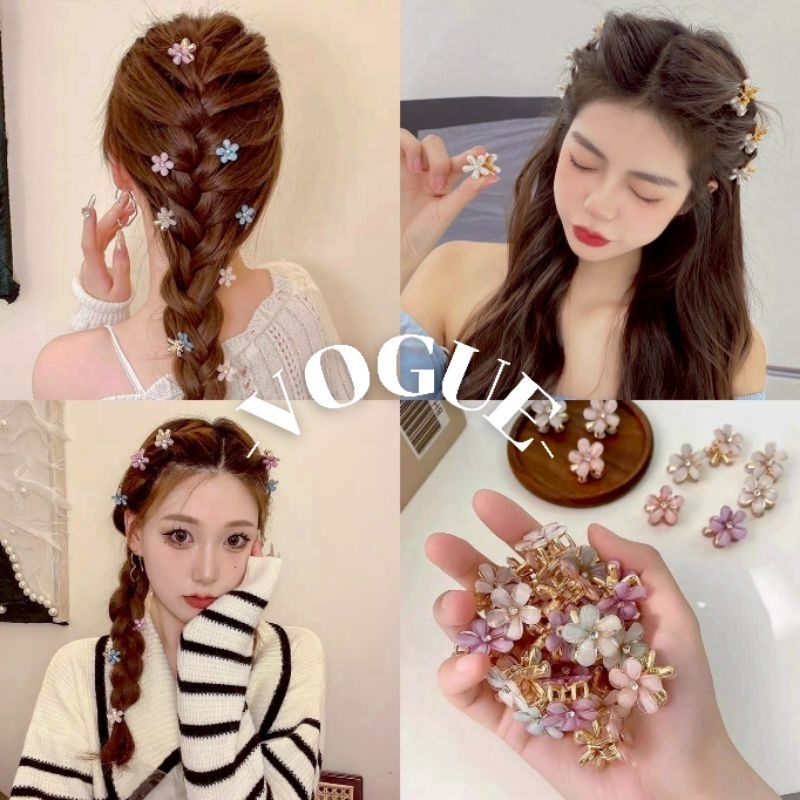 Vogue🌟พร้อมส่ง🌟 กิ๊บแฟชั่น ลายดอกไม้ ตัวเล็กขนาด 2cm สีสีนสดใส (VO-28)