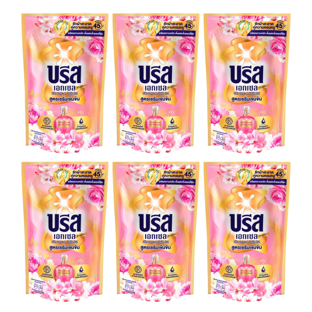 บรีส 6 ถุง สูตรเข้มข้น 620- 670 มล. ผงซักฟอก น้ำยาซักผ้า สูตรเข้มข้น บรีสเอกเซล 